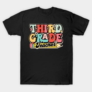 Retro Third Grade Teacher Flower Back To School For Boys Girl T-Shirt